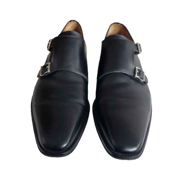 EUC Magnanni Men\'s Black Leather Double Monk Strap Loafer Dress Shoes Size 11 M main image 4